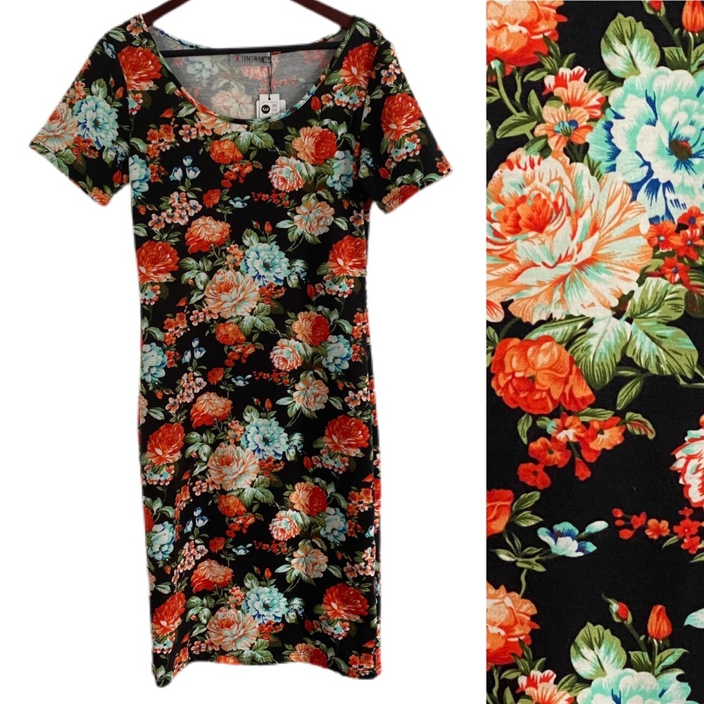 TOM’S WARE NWT Dress Floral Dopamine Sz M/L